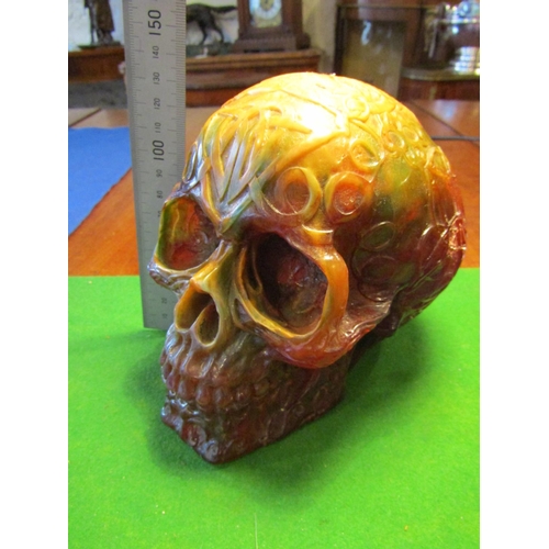 509 - Unusual Carved Skull Memento Morai with Stylised Engraved Decoration to Entire