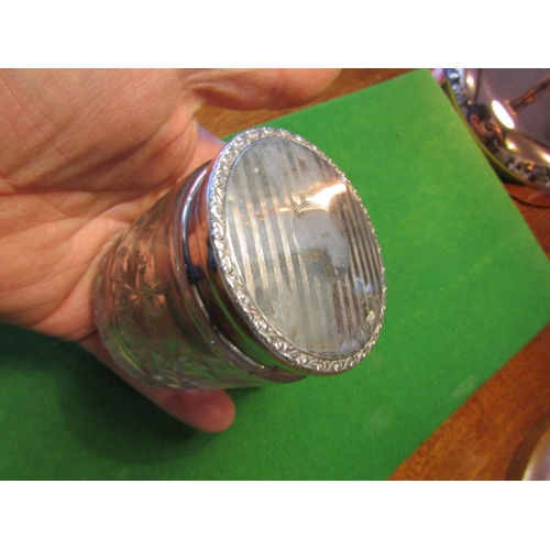 51 - Victorian Solid Silver Mounted Dressing Table Powder Jar of Circular Form with Decorated Cover