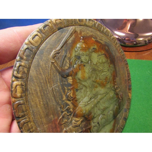 510 - Large Carved Agate Roundrel Depicting Seated Deity