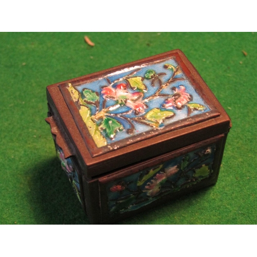 518 - Ormolu Mounted Enamel Decorated Hinge Cover Postage Stamp Box Approximately 1 Inch Diameter