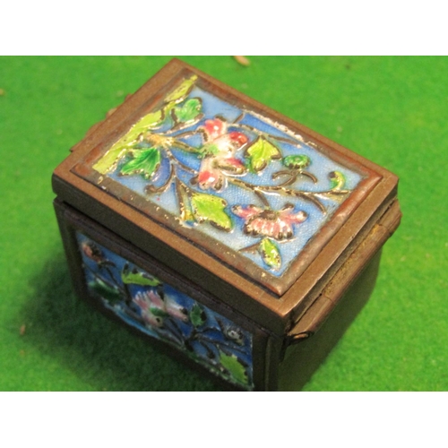 518 - Ormolu Mounted Enamel Decorated Hinge Cover Postage Stamp Box Approximately 1 Inch Diameter