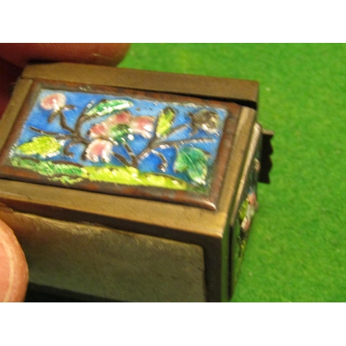 518 - Ormolu Mounted Enamel Decorated Hinge Cover Postage Stamp Box Approximately 1 Inch Diameter