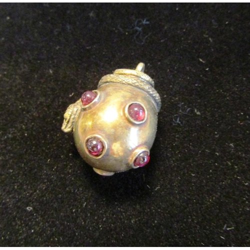 64 - Silver Gilt Red Garnet Inset Serpent Entwined Egg Form Pendant