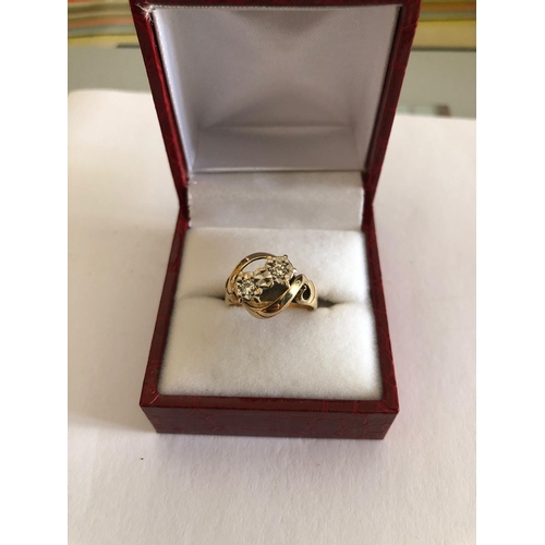 523 - Vintage Diamond Two Stone Ring Mounted on 9 Carat Gold