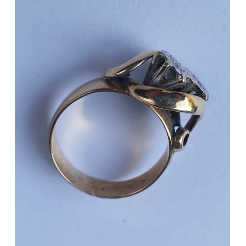 523 - Vintage Diamond Two Stone Ring Mounted on 9 Carat Gold