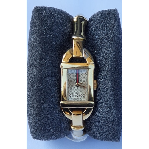 524 - Ladies Filled Gold Gucci Bracelet Watch of Articulated Form