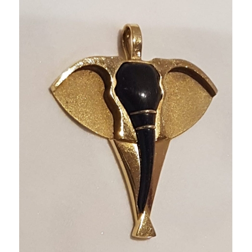 537 - 18 Carat Gold Elephant Motif Gold Ladies Pendant with Enamelled Ebonised Trunk