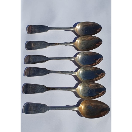 541 - Set of Six Antique Solid Silver Dessert Spoons by James McKay Edinburgh Scotland Dated 1881