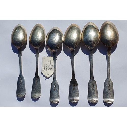 541 - Set of Six Antique Solid Silver Dessert Spoons by James McKay Edinburgh Scotland Dated 1881