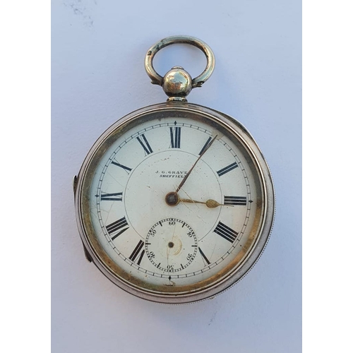 542 - Antique Key Wind Pocket Watch by JG Graves Sheffield Solid Silver