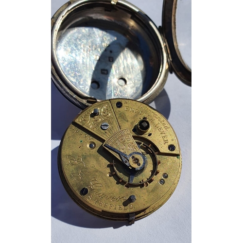 542 - Antique Key Wind Pocket Watch by JG Graves Sheffield Solid Silver