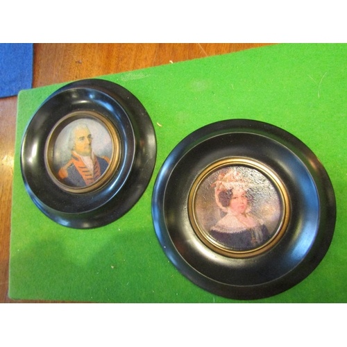 2771 - Pair of Portraits Circular Form Gentleman and Wife Contained within Ebonised Frames Each Approximate... 