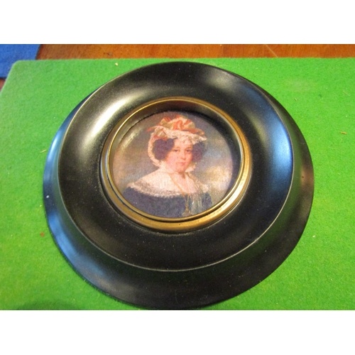 2772 - Pair of Portraits Circular Form Gentleman and Wife Contained within Ebonised Frames Each Approximate... 