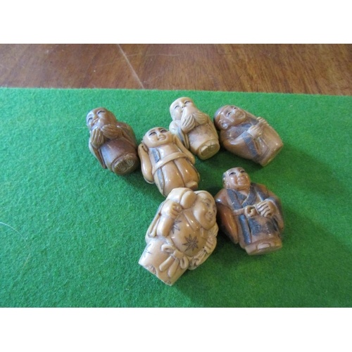 3071 - Six Carved Netsuke Figures of Wise Men