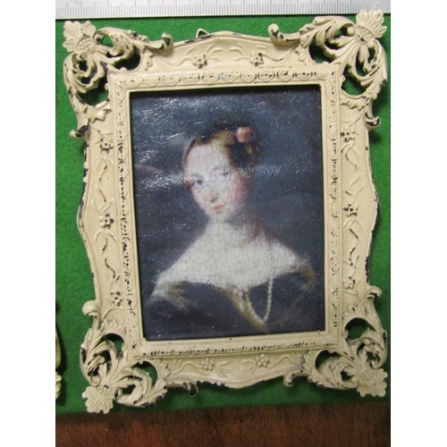 3771 - Pair of Portrait Miniatures Contained within Swept Corner Frames Each Approximately 5 Inches High