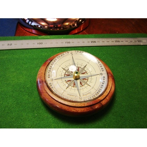 4631 - Crystal Globe Compass Contained within Carved Hardwood Frame