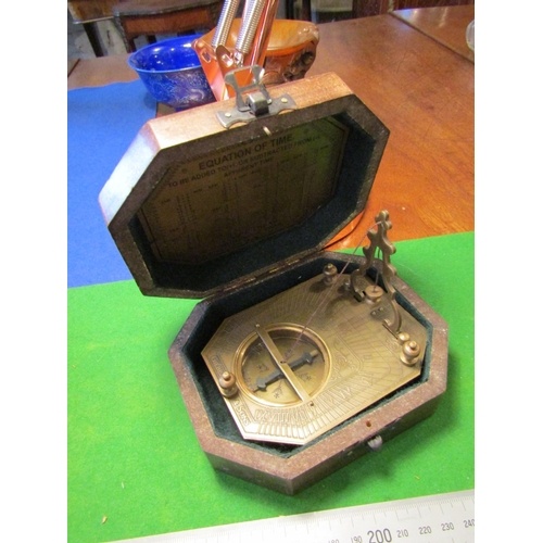 4901 - Sundial Compass Contained within Canted Corner Hardwood Case Original Condition with Further Inset B... 