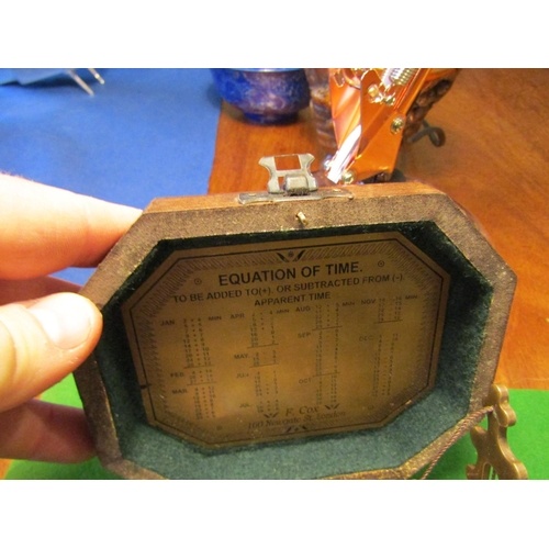 4901 - Sundial Compass Contained within Canted Corner Hardwood Case Original Condition with Further Inset B... 