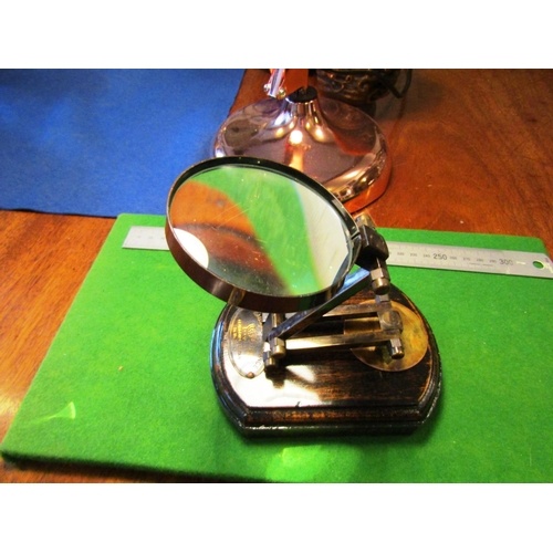 4651 - Brass Bound Hardwood Retractable Table Magnifying Glass