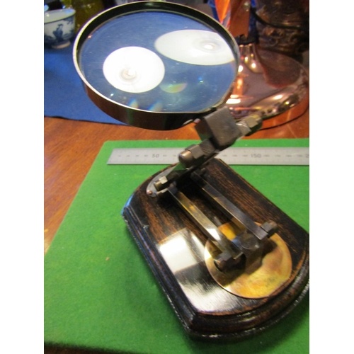 4651 - Brass Bound Hardwood Retractable Table Magnifying Glass