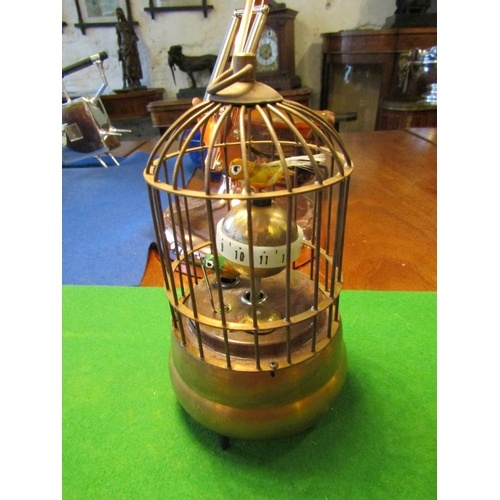 4681 - Unusual Bird Cage Table Clock with Winding Mechanism to Base Approximately 8 Inches High