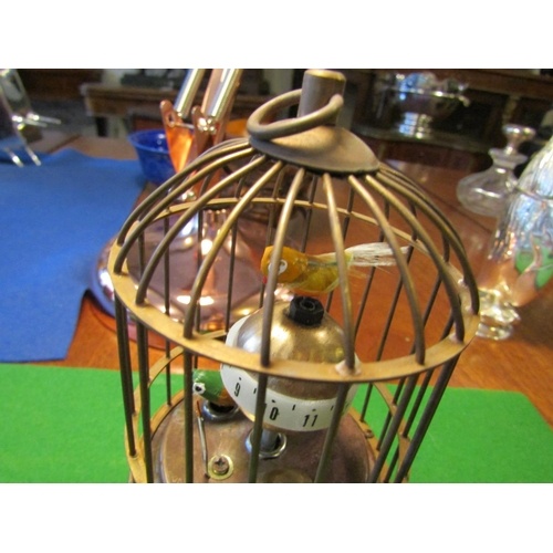 4681 - Unusual Bird Cage Table Clock with Winding Mechanism to Base Approximately 8 Inches High