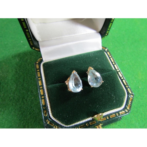 115 - Pair of Aquamarine Centre Stone Earrings Mounted on 14 Carat Gold