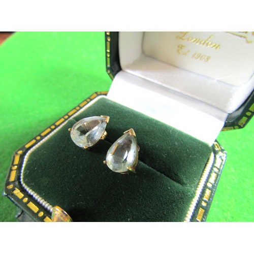 115 - Pair of Aquamarine Centre Stone Earrings Mounted on 14 Carat Gold