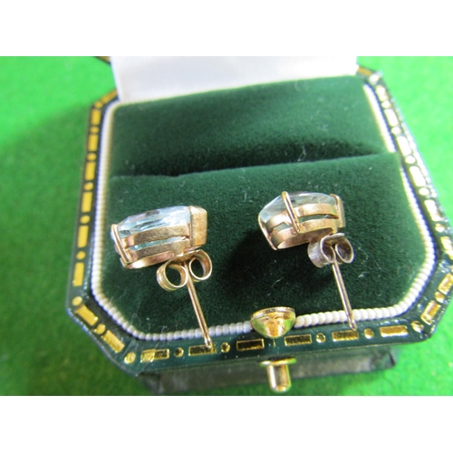 115 - Pair of Aquamarine Centre Stone Earrings Mounted on 14 Carat Gold