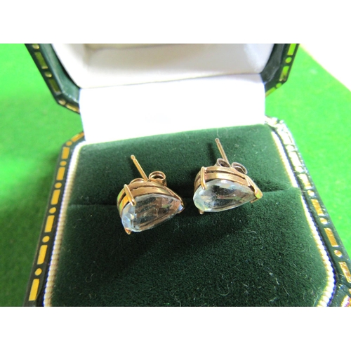 115 - Pair of Aquamarine Centre Stone Earrings Mounted on 14 Carat Gold