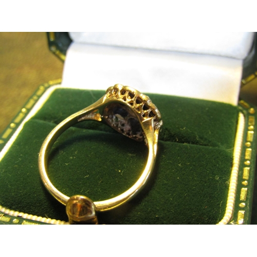 39 - 9 Carat Gold Ladies Ring Set with Sapphire and Diamonds Ring Size N and a Half