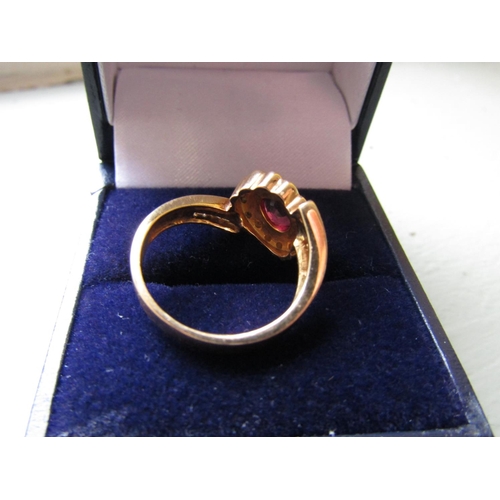 63 - 18 Carat Gold Ruby and Diamond Ladies Ring of Attractive Colour Ring Size O