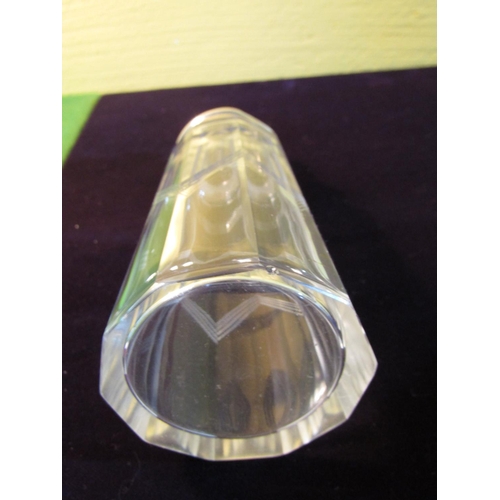 68 - Solid Silver Mounted Sugar Shifter Cut Crystal Tapering Form Approximately 7 Inches High