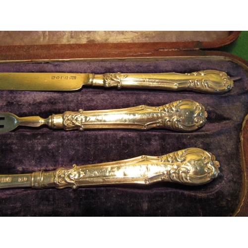 69 - Regency Solid Silver Mounted Childs Knife Fork and Spoon Set Contained within Presentation Box