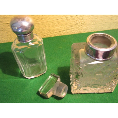 75 - Two Antique Solid Silver Mounted Perfume Bottles Cut Crystal Tallest Approximately 5 Inches High Bot... 