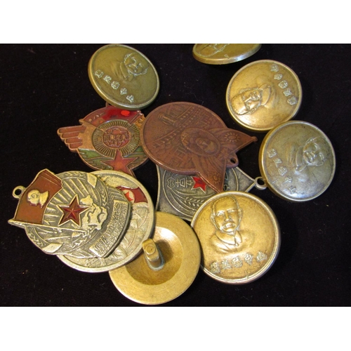 76 - Various Chinese Medals and Buttons Quantity As Photographed