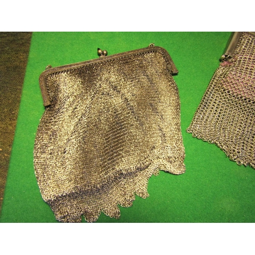 84 - Two Ladies Vintage Chainmail Evening Purses with Silver Clasps and a Wide Metal Beadwork Belt Three ... 