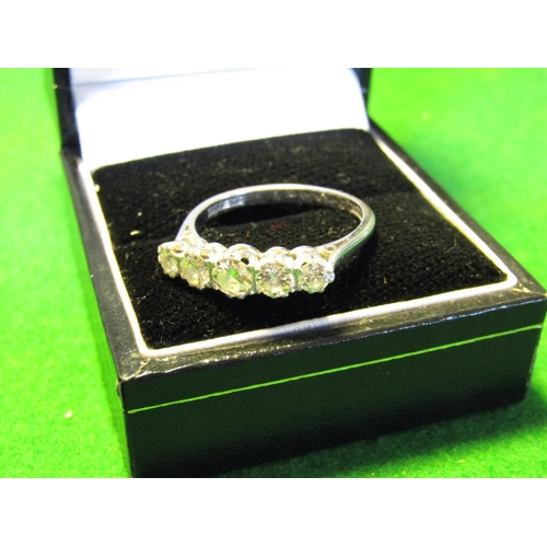 89 - 18 Carat White Gold Mounted Diamond Ring of Good Colour Set with Five Round Cut Brilliant Diamonds R... 