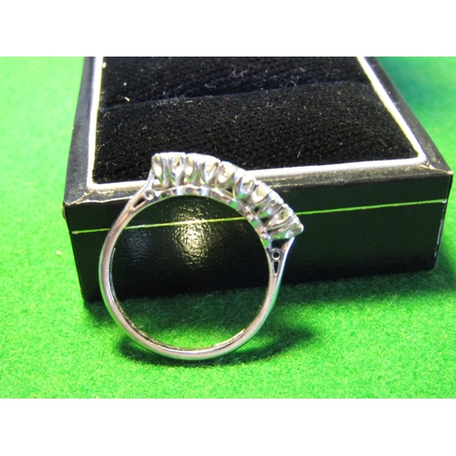 89 - 18 Carat White Gold Mounted Diamond Ring of Good Colour Set with Five Round Cut Brilliant Diamonds R... 