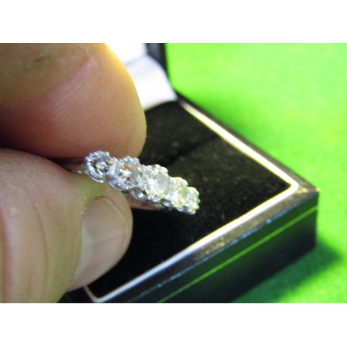 89 - 18 Carat White Gold Mounted Diamond Ring of Good Colour Set with Five Round Cut Brilliant Diamonds R... 