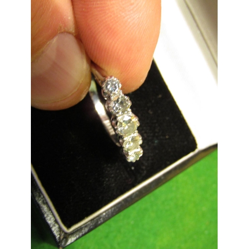 89 - 18 Carat White Gold Mounted Diamond Ring of Good Colour Set with Five Round Cut Brilliant Diamonds R... 