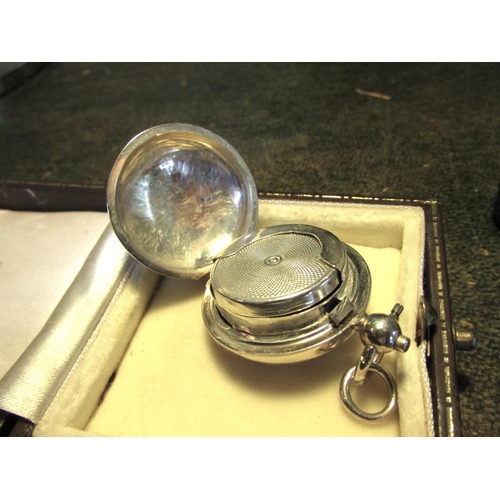 93 - George V Solid Silver Spring Loaded Sovereign Case Circular Globe Form with Hinged Cover