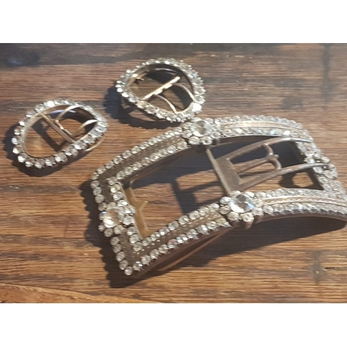 622 - Collection of Antique Shoe Buckles and Belt Buckles Three in Lot