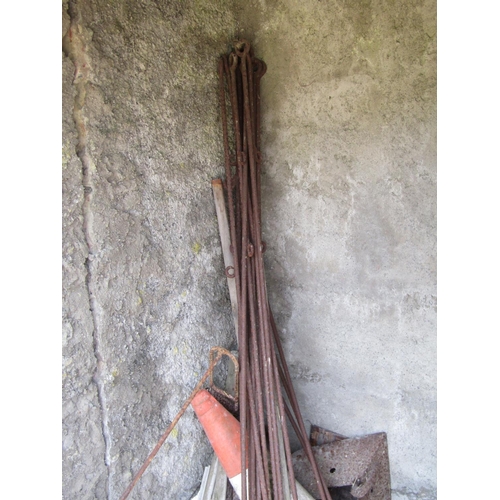 1010 - Collection of Old Red Bricks Garden Stakes etc Quantity As Photographed inside Shed