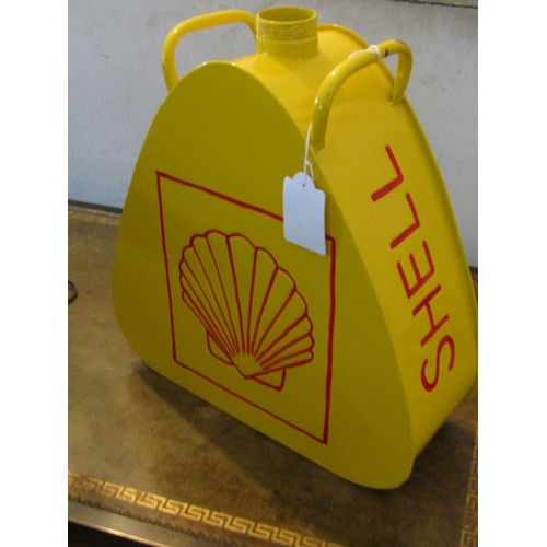 1012 - Shell Enamel Decorated Jerry Can of Shaped Form Approximately 15 Inches High