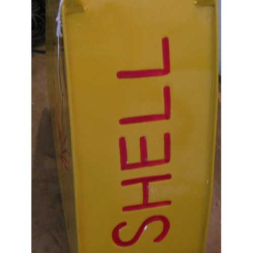 1012 - Shell Enamel Decorated Jerry Can of Shaped Form Approximately 15 Inches High