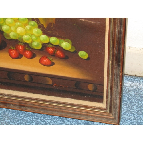 1015 - Still Life Oil on Canvas Approximately 20 Inches High x 32 Inches Wide Framed Signed Indistinctly Lo... 