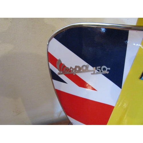 1017 - Vespa 150 and Piaggio Motif Decorated Lamp Approximately 20 Inches High Electrified Working Order