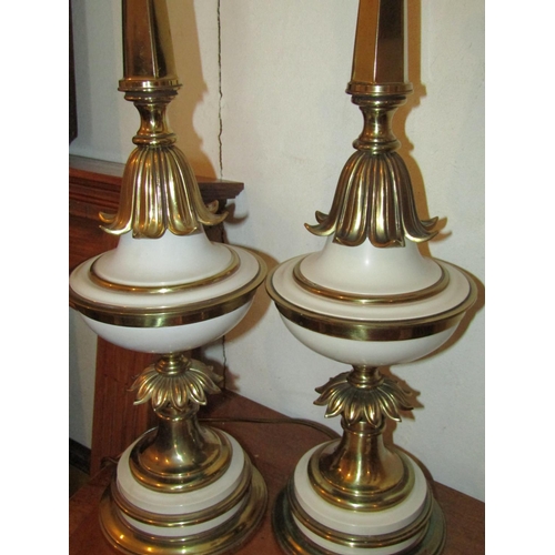 1020 - Pair of Cast Brass Urn Form Slender Table Lamps of Tall Size Finely Detailed Each Approximately 30 I... 