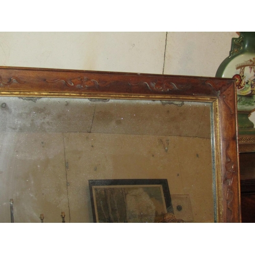 1023 - Large Walnut Framed Gilt Slip Inset Shop Mirror Approximately 5ft 6 Inches High x 2ft 8 Inches Wide ... 